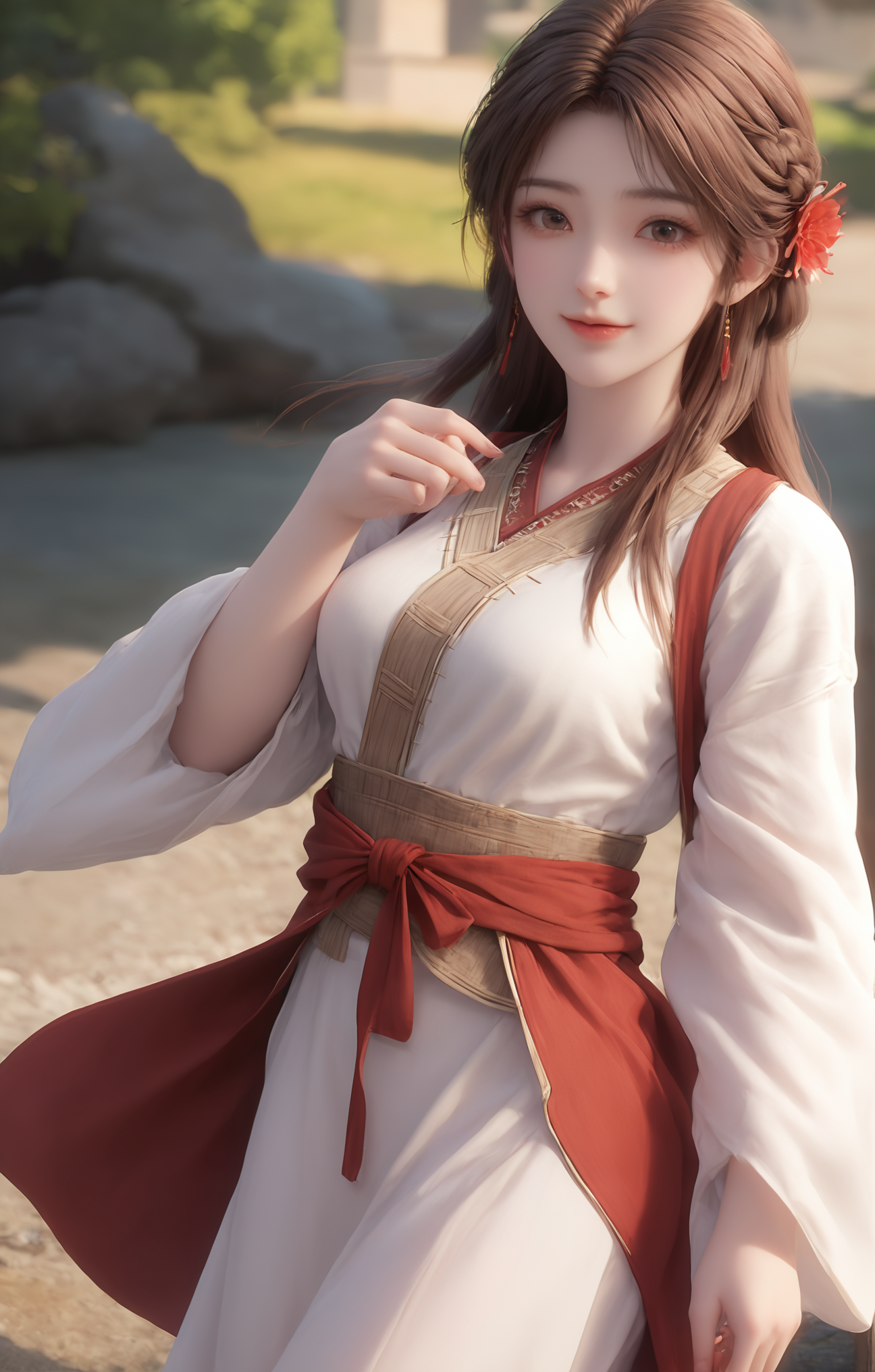 04039-2668637896-portrait,1girl,solo,brown hair,hair ornament,braid,long hair,wide sleeves,looking at viewer,brown eyes,jewelry,hair flower,long.png